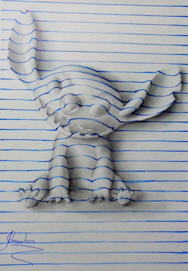 605x871 Year Old Artist Creates Awesome Notebook Drawings Bored Panda - Cool Line Drawings