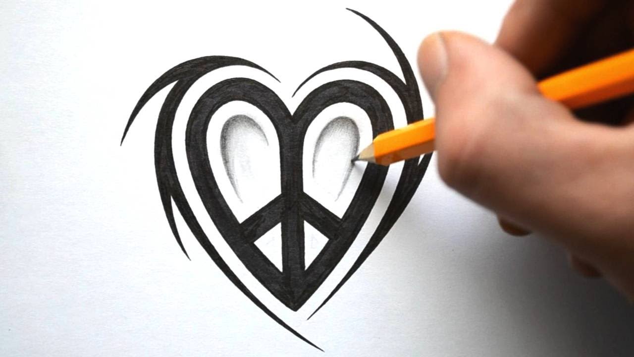 1280x720 How To Draw A Peace Love Symbol Design - Cool Love Drawings