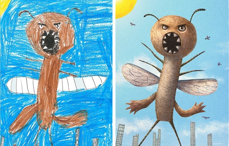 750x478 artists recreate cool drawings of monsters done - Cool Monster Drawings