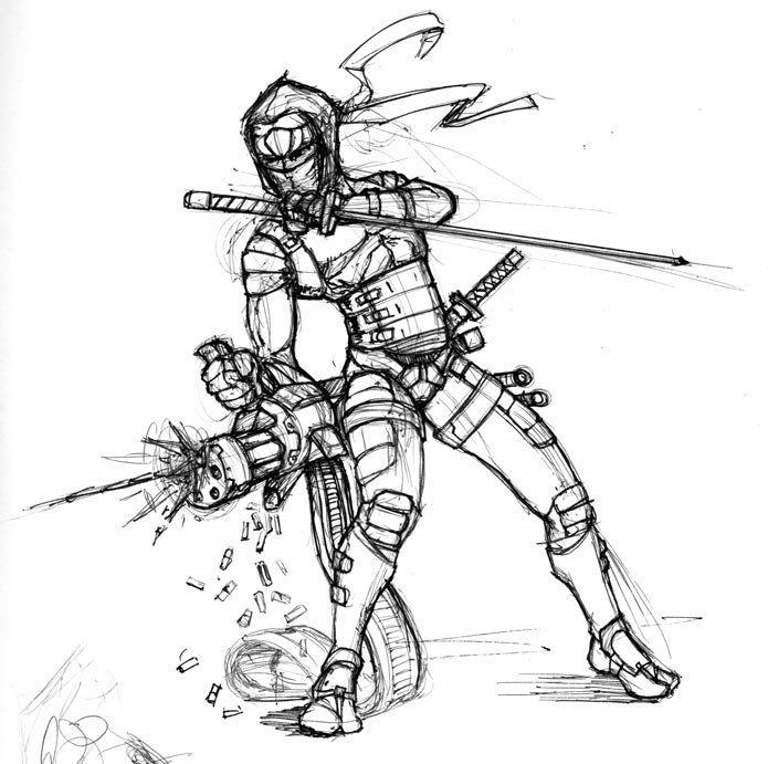 695x691 Ninjas With Guns! - Cool Ninja Drawings