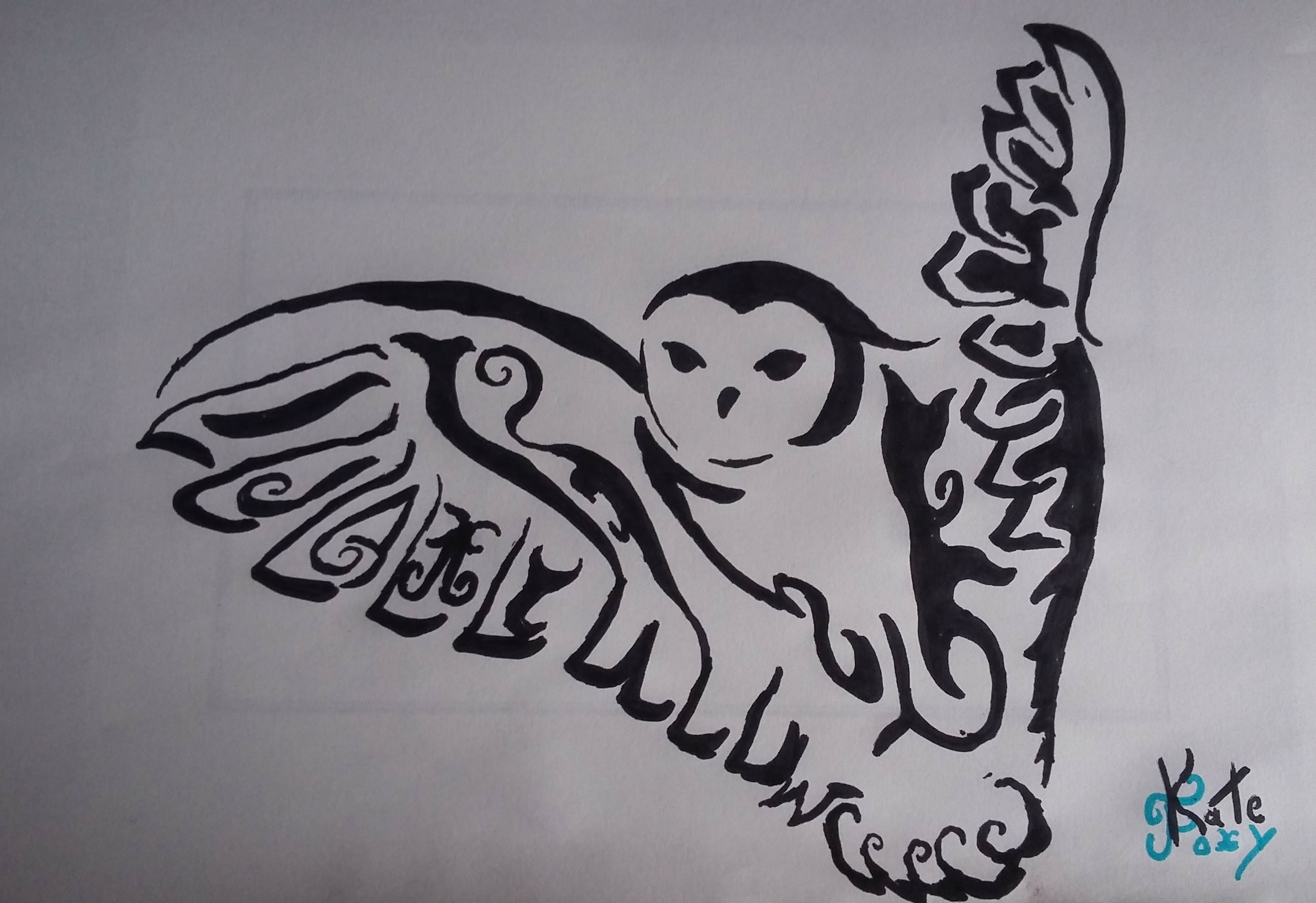 2637x1810 Owl Drawing Tribal For Free Download - Cool Owl Drawings