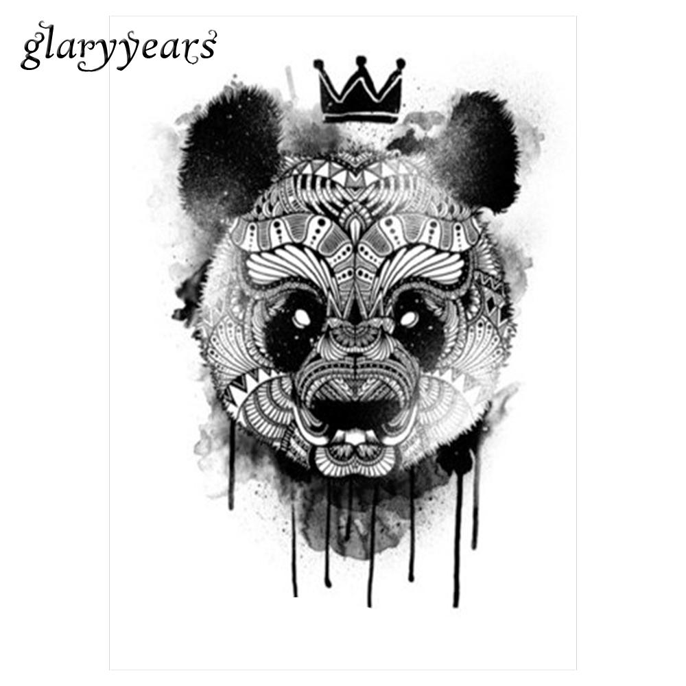 1000x1000 Wholesale Black Decal Waterproof Tattoo Panda King Pattern Sticker - Cool Panda Drawing