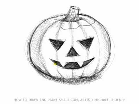 480x360 Drawing Lessons How To Draw Halloween Pictures - Cool Pumpkin Drawings