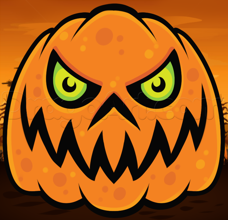 734x710 How To Draw A Scary Pumpkin, Step - Cool Pumpkin Drawings