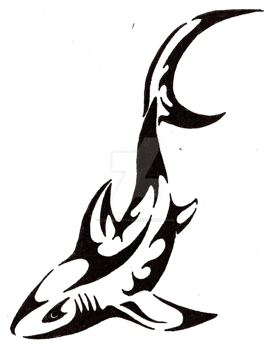 900x1161 Cool Tribal Shark Drawings - Cool Shark Drawings