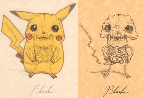 560x383 Cool Skeleton Drawing Of Pikachu Pokemon - Cool Skeleton Drawings