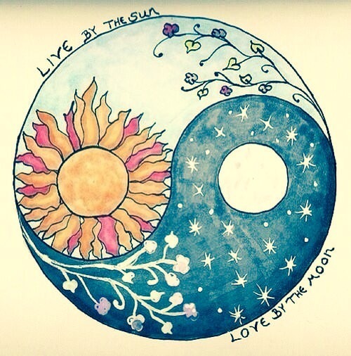 500x506 Drawing Cute Life Cool Moon Night Draw Sun Nature Yin Yang Balance - Cool Sun Drawing
