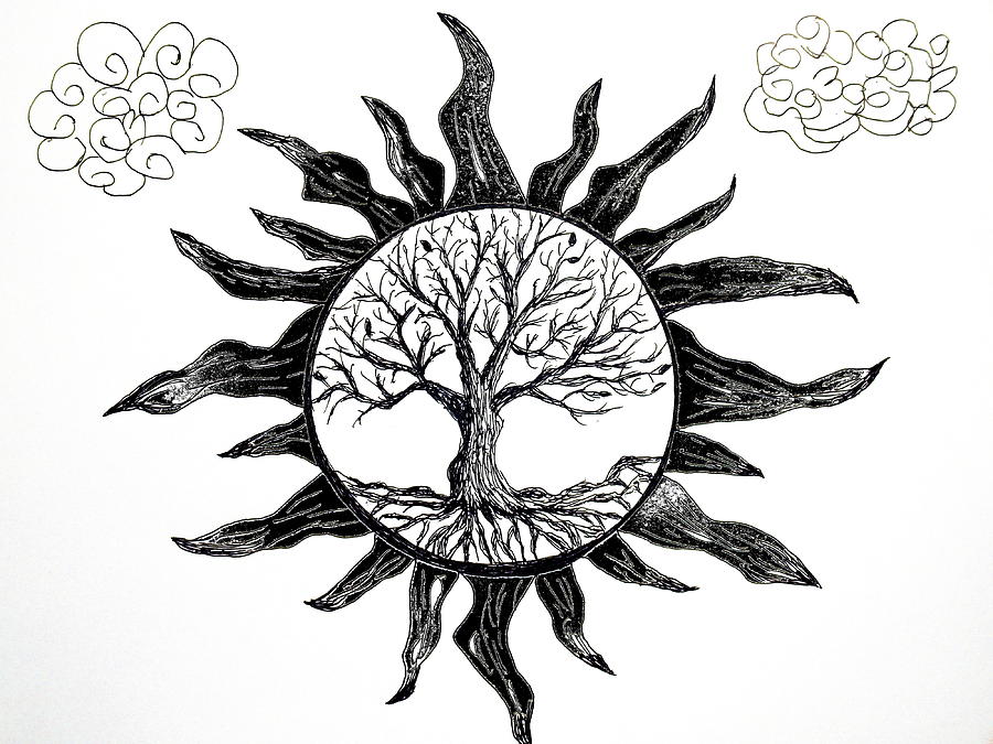 900x675 Tree Of Life Sunscape Drawing - Cool Tree Drawings