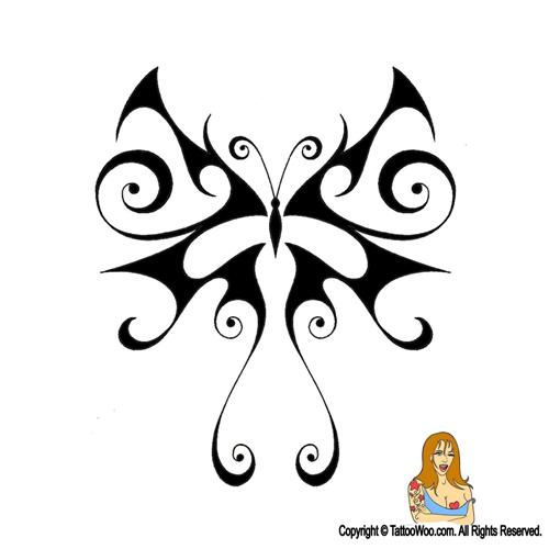 500x500 Awesome Tribal Butterfly Tattoo Design - Cool Tribal Drawings
