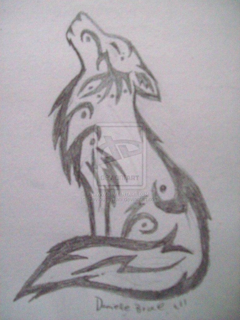 774x1032 Tribal Howling Wolf Sketch - Cool Wolf Drawings