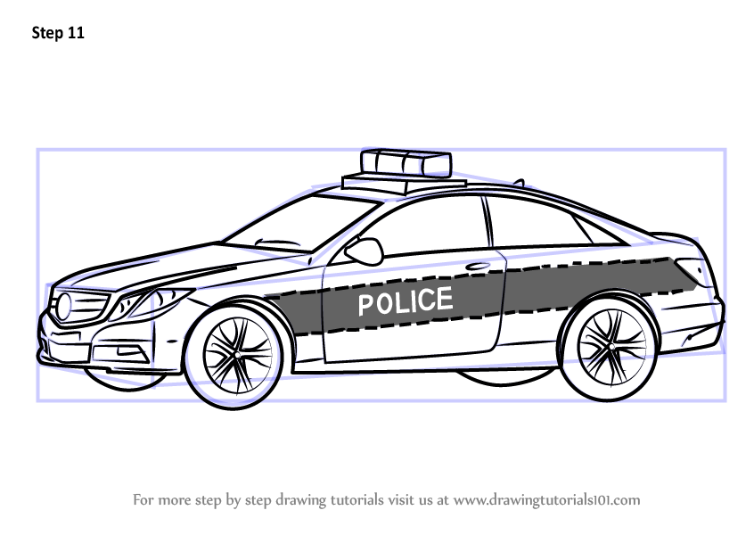 846x600 Learn How To Draw A Mercedes Police Car - Cop Car Drawing