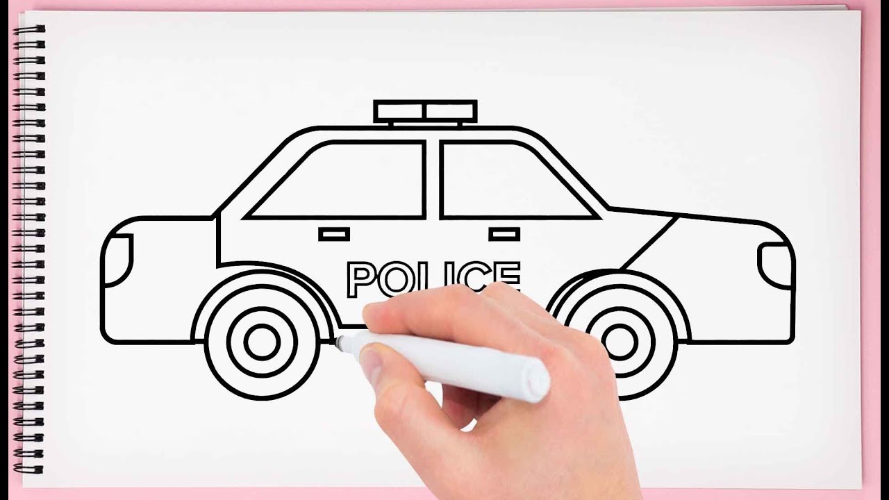 1280x720 how to draw police car learn easy and step - Cop Car Drawing