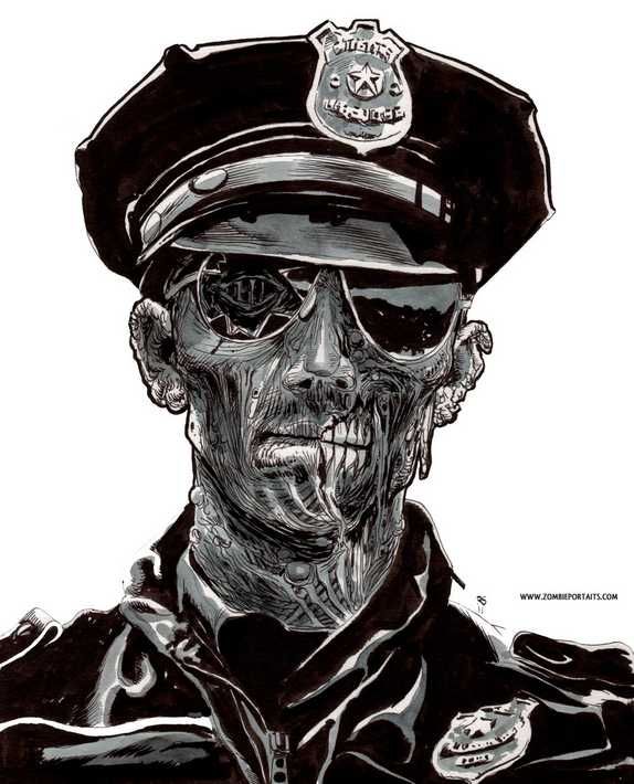 574x710 zombie cop - Cop Drawing