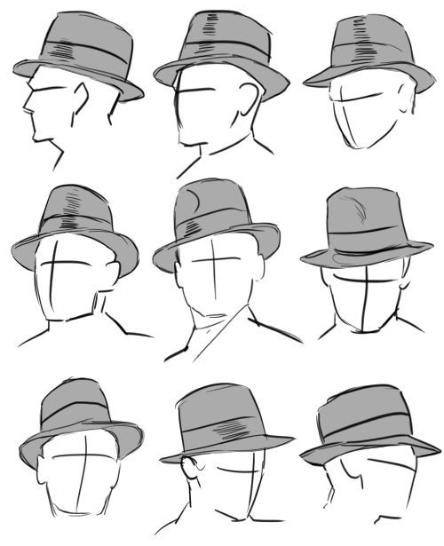 500x615 draw head position with hat hair drawings, drawing reference - Cop Hat Drawing