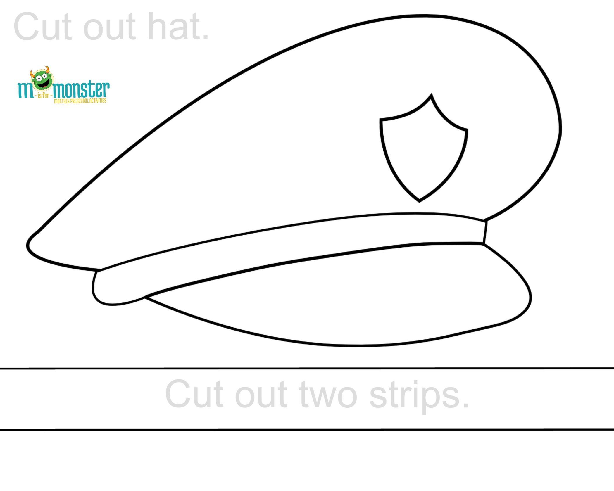 2100x1680 police hat printable toddler preschool printables police hat - Cop Hat Drawing