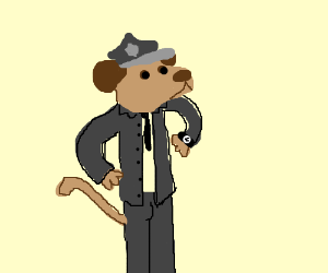 300x250 brown dog is dressed in a suit and a cop hat drawing - Cop Hat Drawing
