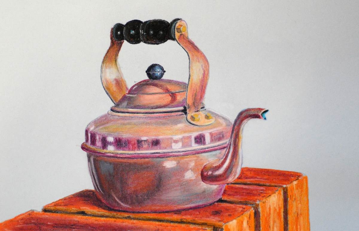 1200x771 how to draw a copper kettle in pastel online art lessons - Copper Drawing