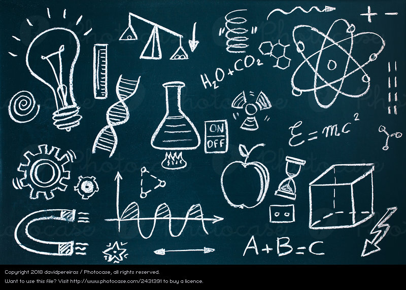 800x572 chemist and mathematical drawings on blackboard background - Copyright Free Drawings