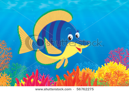 450x320 cartoon drawing of a fish and coral reef under the sea in this - Coral Cartoon Drawing