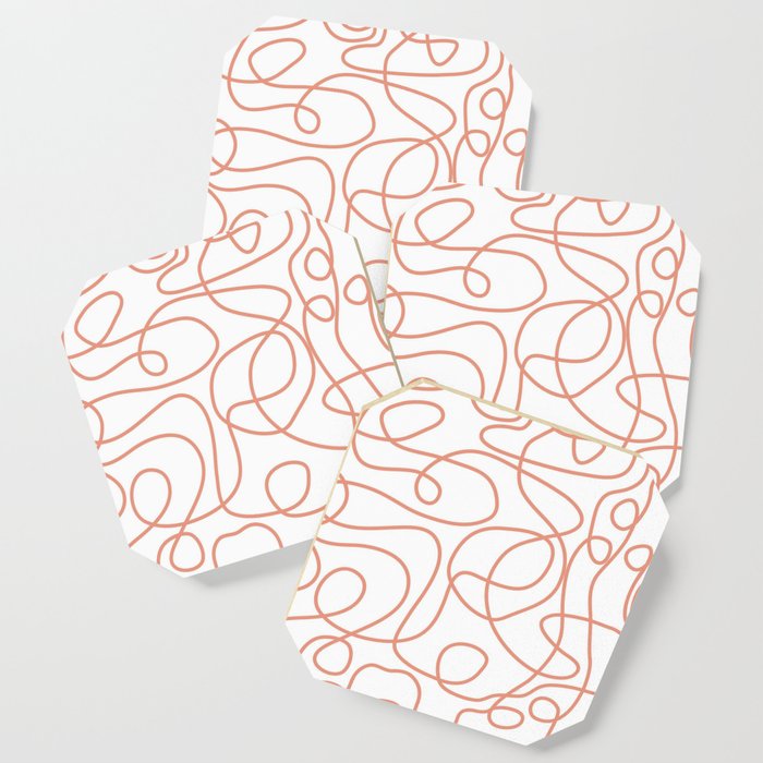 700x700 Doodle Line Art Coral Lines On White Background Coaster - Coral Line Drawing