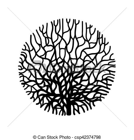 450x470 Graphic Coral Circle Isolated On White Background Tattoo Art Or T - Coral Line Drawing