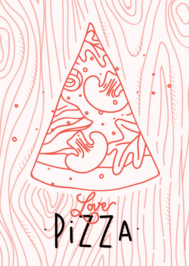 626x879 poster lettering love pizza drawing with coral lines on coral - Coral Line Drawing