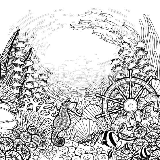 556x556 coral reef plants coloring pages lovely graphic coral reef - Coral Reef Drawing