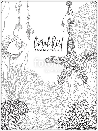 376x500 coral reef collection anti stress coloring book for adult - Coral Reef Drawing