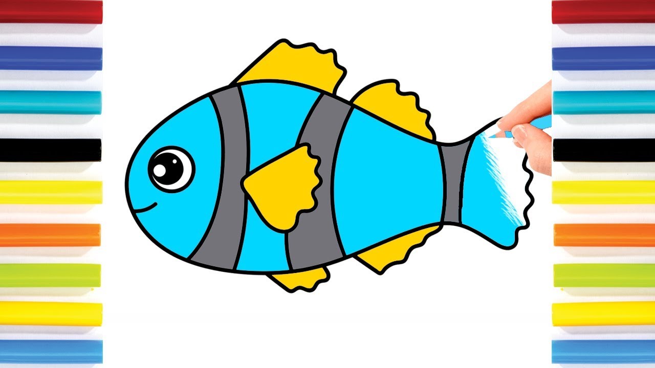 1280x720 How To Draw Colorful Fish Drawing And Colours For Children - Coral Reef Drawing With Color