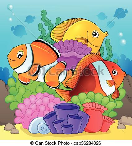 425x470 Coral Reef Fish Theme Image - Coral Reef Fish Drawing