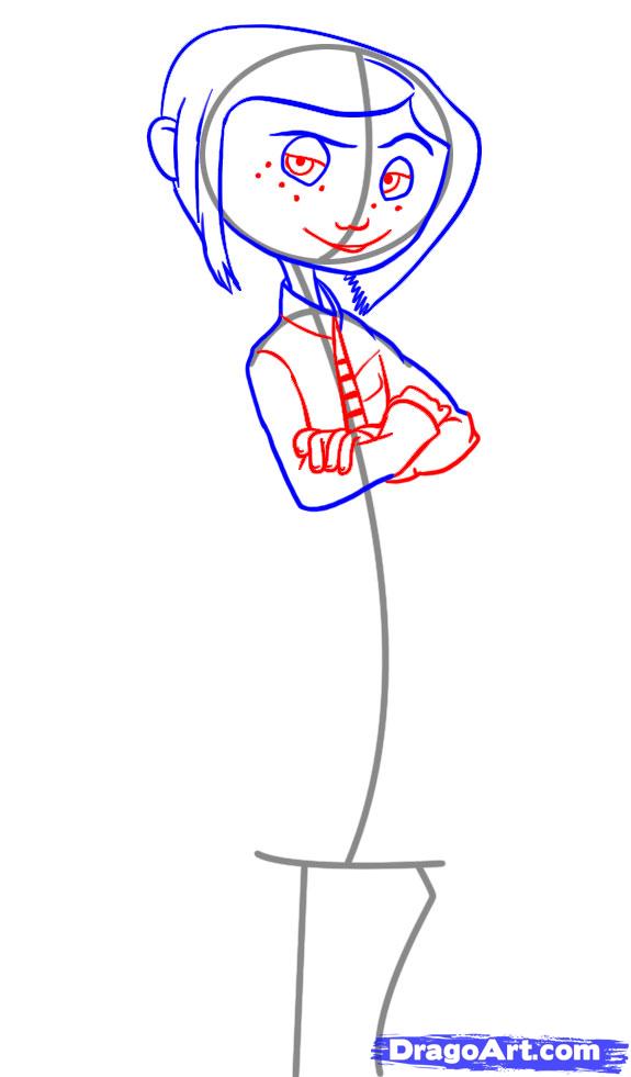 575x981 How To Draw Coraline, Step - Coraline Drawings