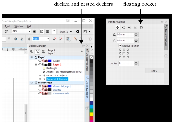 566x401 coreldraw help dockers - Corel Drawing