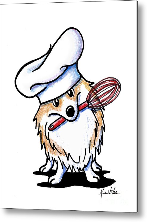 494x745 Corgi Chef Metal Print - Corgi Line Drawing