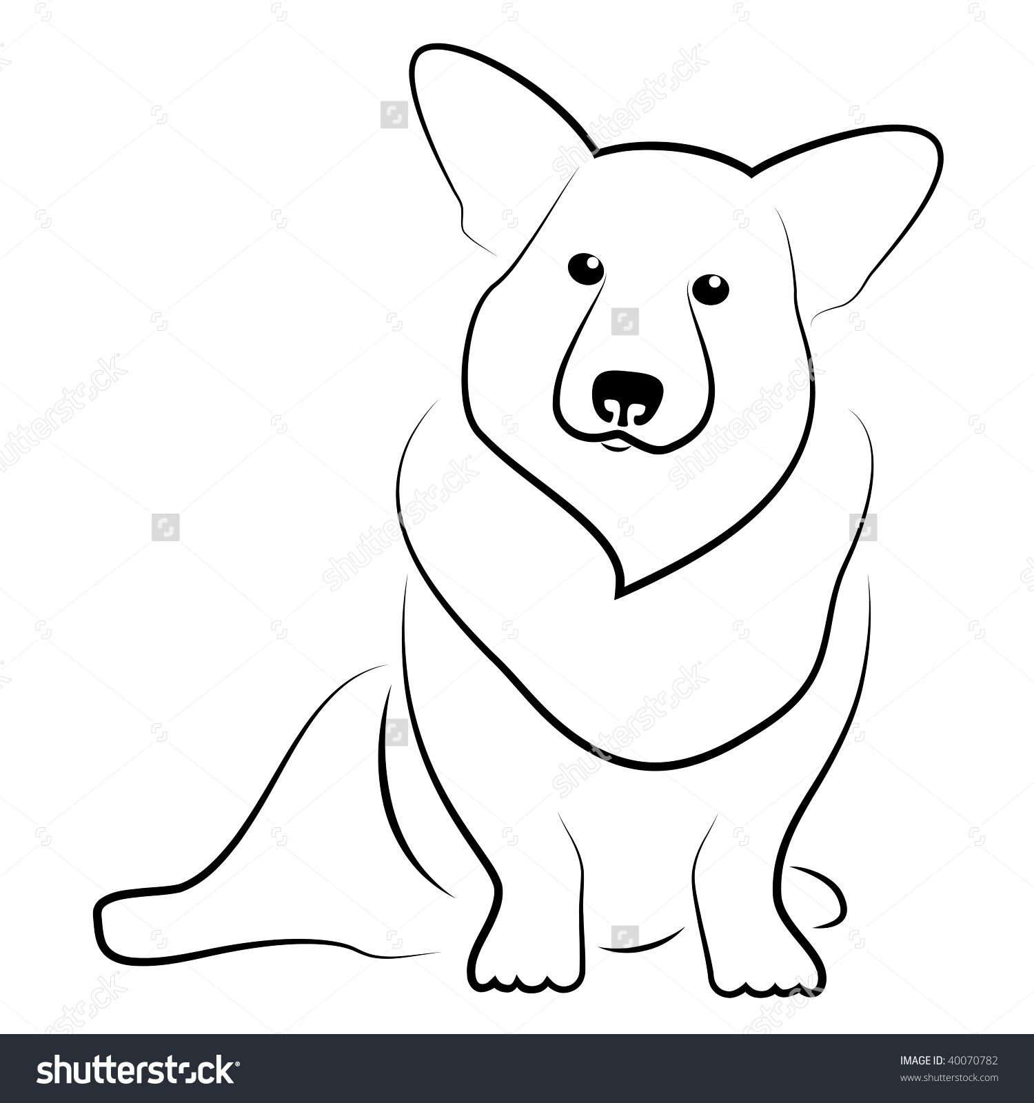 1500x1600 Corgi Drawing Black And White - Corgi Line Drawing