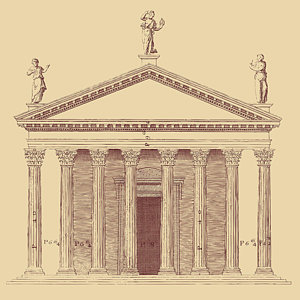 300x300 temple of jupiter architectural drawing brown drawing - Corinthian Column Drawing