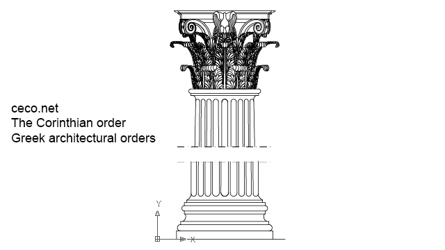 640x360 Autocad Drawing Corinthian Order Ancient Greek Architectural Order Dwg - Corinthian Column Drawing