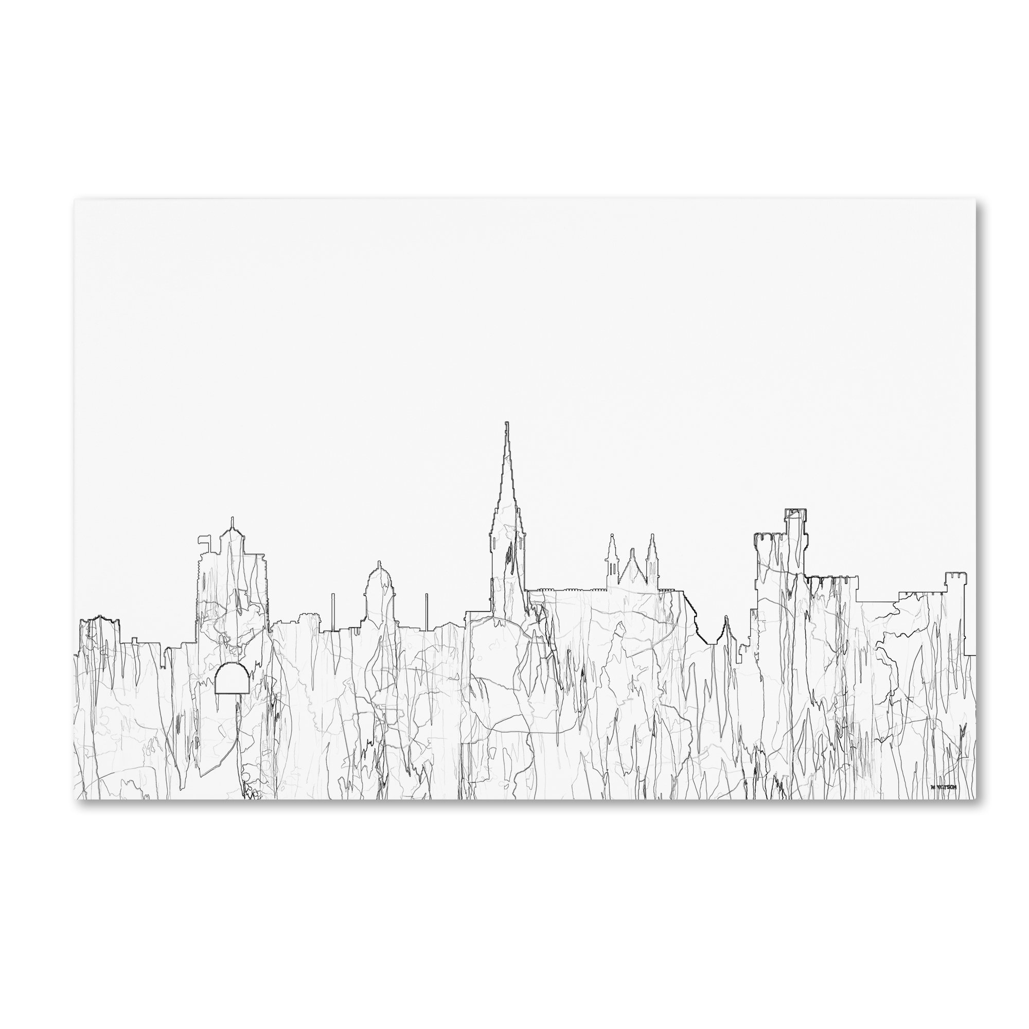 2000x2000 trademark art 'cork ireland skyline bw thin line' drawing print - Cork Drawing