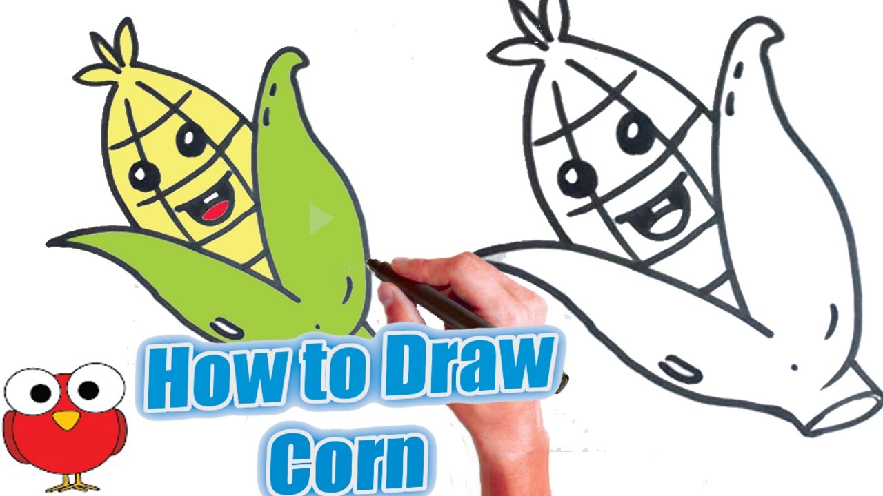 1280x720 how to draw cute corn cartoon corn cob step - Corn Cob Drawing