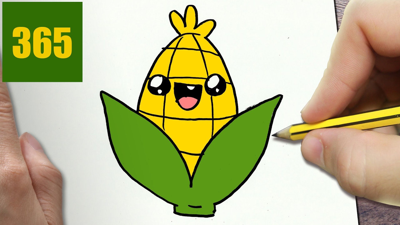 1280x720 How To Draw A Corn Cute, Easy Step - Corn Drawing