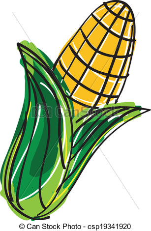 307x470 Hand Drawn Corn On White Backgound - Corn Drawing