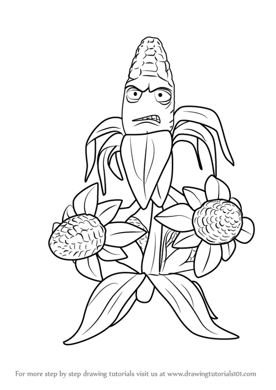 566x800 Learn How To Draw Kernel Corn From Plants Vs Zombies - Corn Drawing