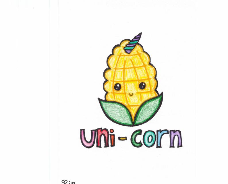 794x641 uni corn drawing etsy - Corn Drawing