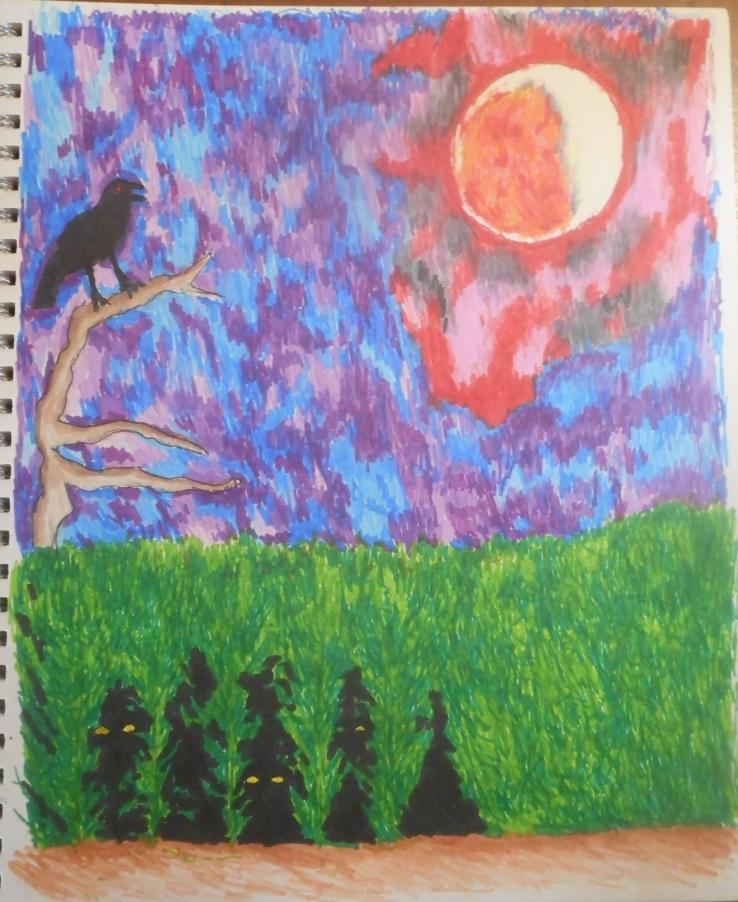 738x902 drawing i did of a crow in a cornfield, inspired - Corn Field Drawing