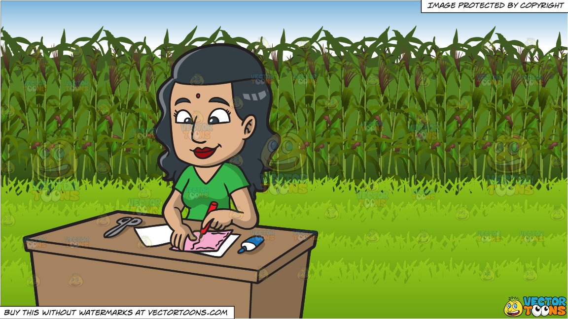 1152x648 an indian woman drawing borders for her scrapbook and corn field - Corn Field Drawing