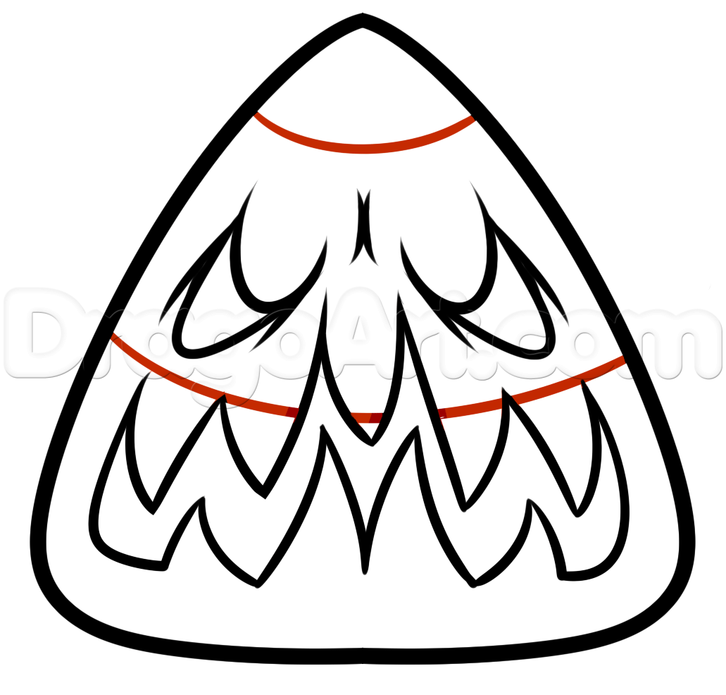 1031x986 How To Draw A Halloween Candy Corn, Step - Corn Images Drawings