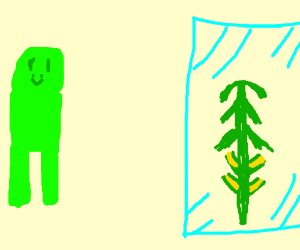 300x250 An Alien Observing A Corn Stalk In Glass Drawing - Corn Stalk Drawing