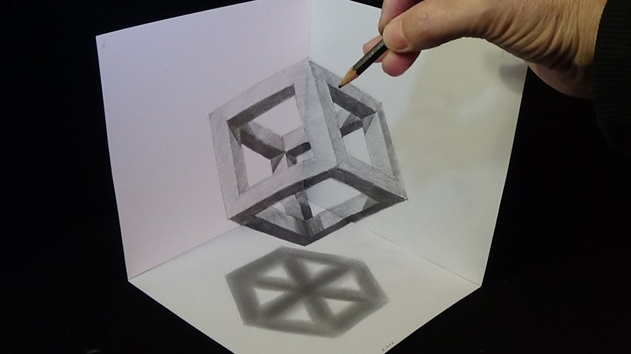 1280x720 Drawing Cube With Pencil - Corner Drawings