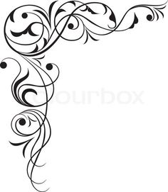 236x271 element for design, corner flower, vector drawing silhouette - Corner Flower Drawing