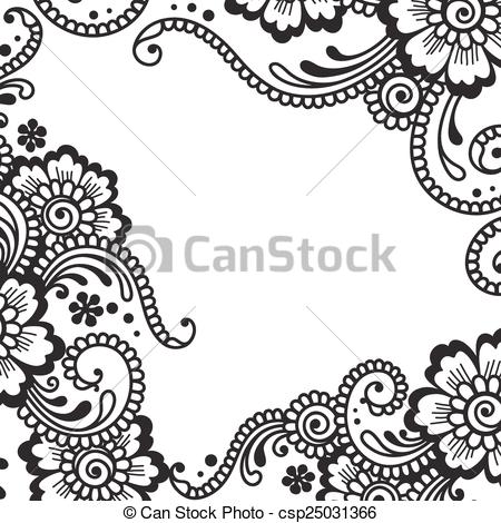 450x470 flower vector ornament corner white flower corner, lace ornament - Corner Flower Drawing