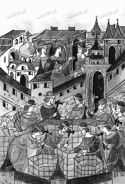 407x600 drawing laying the cornerstone of st basil's cathedral - Cornerstone Drawing